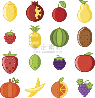 水果,矢量,绘画插图,扁平化设计,计算机图标,线条画,分离着色,横截面,线条,部分