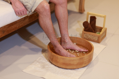 碗,spa美容,干净,职业,足,青年男人,湿透,等,湿,健康保健