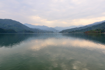博卡拉,尼泊尔,费瓦湖,沙林扣山,安娜普娜山脉群峰,水,天空,美,水平画幅,山