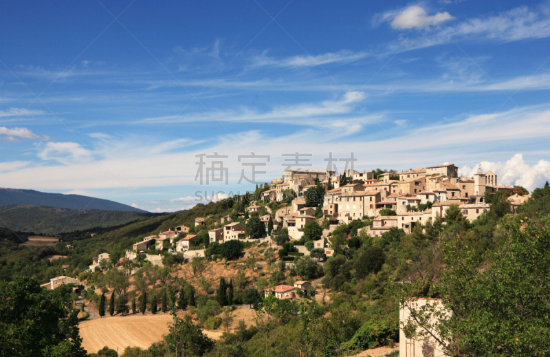 乡村,法国,水平画幅,地形,南,旅行者,夏天,房屋,城市