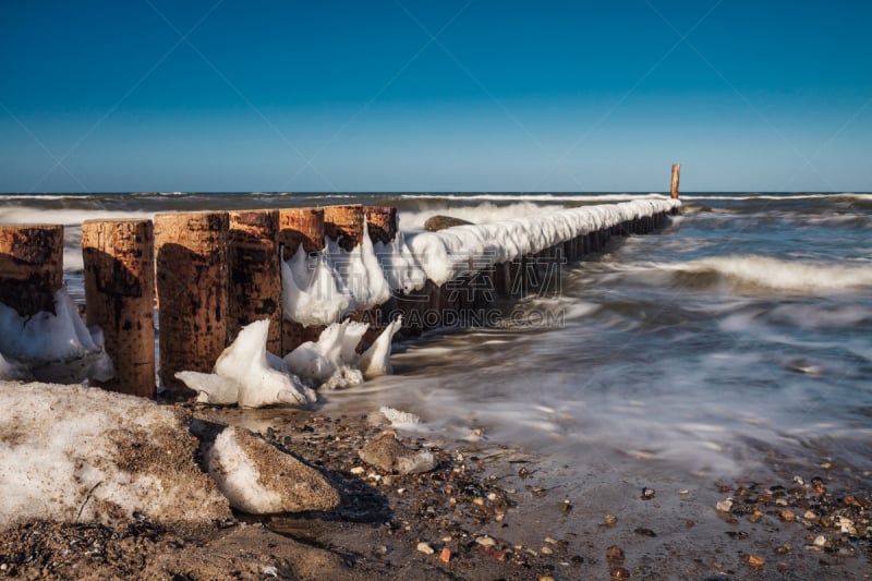 海滩,水,天空,水平画幅,雪,无人,海岸地形,户外,防波堤,波罗的海