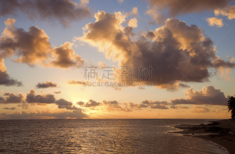 岛,海洋,云景,在上面,天空,南太平洋,夏天,气候与心情,棕榈树,被抛弃的