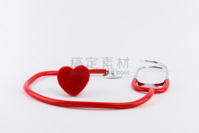 听诊器,红色,心型,书桌,留白,水平画幅,科学,患病植物,泰国,医疗诊断工具