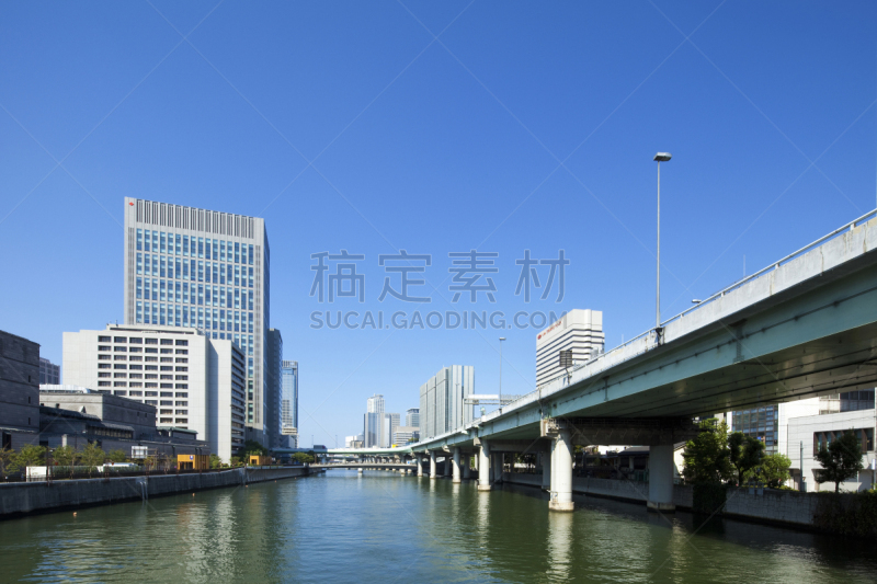 大阪府,街道,天空,城镇景观,水平画幅,地形,阪神高速公路,无人,蓝色,路