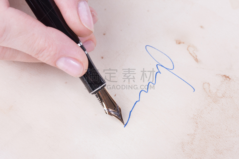 手势语,墨水笔,水平画幅,古老的,墨水,文档,信用卡,婚姻,遗嘱