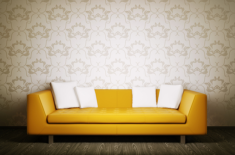 沙发,三维图形,室内,极简构图,座位,水平画幅,墙,无人,绘画插图,家具