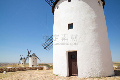 唐吉诃德,现代风车,塞万提斯,田园风光,户外,白色,木制,远古的,古老的,著名景点