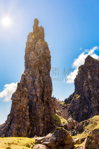 史都老人,垂直画幅,天空,斯凯岛,高视角,山,无人,岩层,苏格兰,观测点