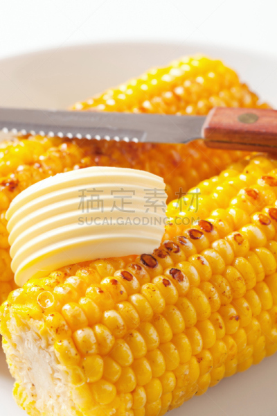 老玉米,烤的,垂直画幅,格子烤肉,炊具刀,素食,甜玉米,无人,开胃品,有机食品