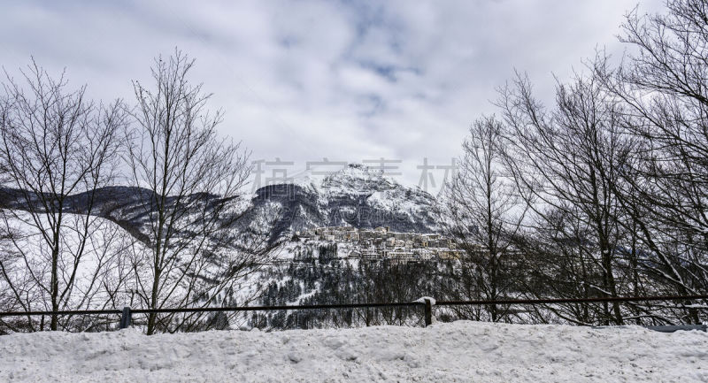 雪山,山脉,乡村,雪,航拍视角,背景,俄亥俄河,周末活动,山脊,钟塔