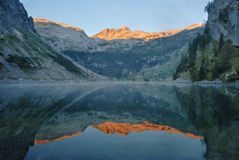 山,特里格拉夫国家公园,自然,水,宁静,水平画幅,地形,无人,夏天,黄昏