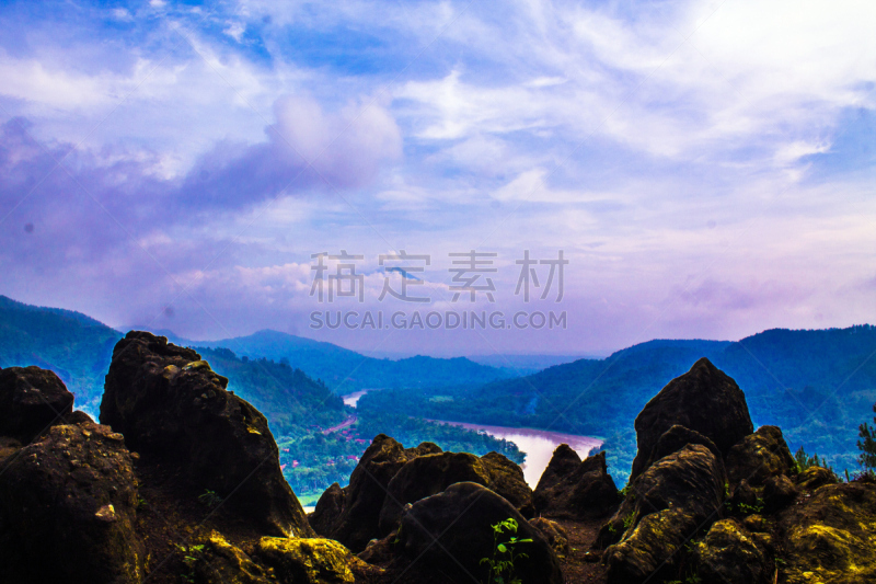 自然,山,全景,印度尼西亚,桨叉架船,中爪哇省,爪哇,沟壑,水平画幅,无人