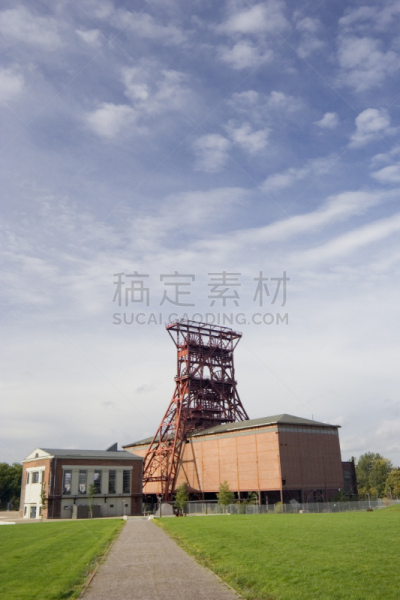 矿坑,过去,盖尔森基辛,轴座,垂直画幅,纪念碑,19世纪风格,能源,工作场所,无人