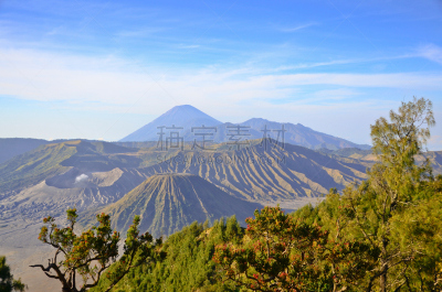 塞梅鲁火山,婆罗摩火山,滕格尔火山,黎明,爪哇,火山,东,bromo-tengger-semeru national park,水平画幅,早晨