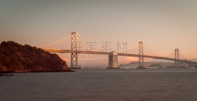 加利福尼亚,海湾大桥,旧金山,国际著名景点,照明设备,黄昏,金银岛,水湾,户外,天空