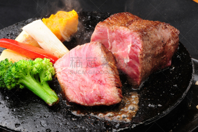 牛排,盘子,煎饼锅,烧肉,水平画幅,无人,牛肉,食品,摄影