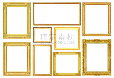 边框,黄金,古董,白色背景,镀金的,金叶,建筑结构,巴洛克式的管弦乐,相框,正方形