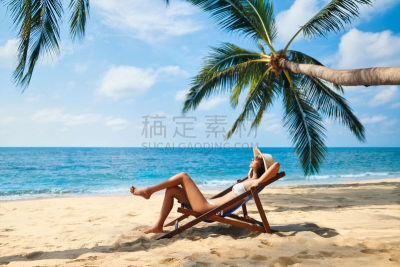 日光浴,青年人,海滩,鸡尾酒,华贵,热带气候,肖像,椅子,梦想