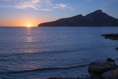 榆树,水,天空,留白,水平画幅,墙,夜晚,无人,夏天,巴利阿里群岛