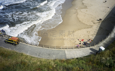 泰恩茅斯,海滩,泰因威尔,英格兰东北部,蜿蜒,水,水平画幅,高视角,沙子