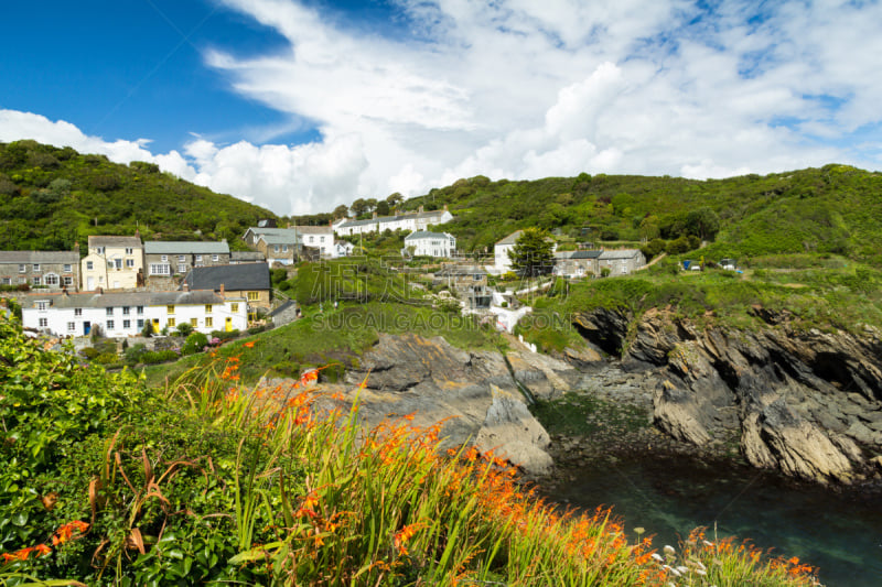 portloe,康沃尔,渔镇,旅游目的地,水平画幅,地形,无人,乡村,广场,户外