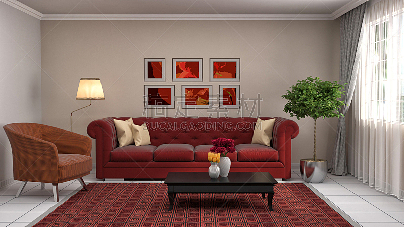 沙发,室内,绘画插图,三维图形,住宅房间,水平画幅,墙,无人,装饰物,家具