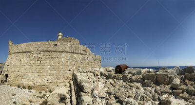 希腊,塔,圣尼古拉斯,曼德拉奇海湾,罗德岛,多德卡尼斯群岛,水平画幅,建筑,无人,著名景点