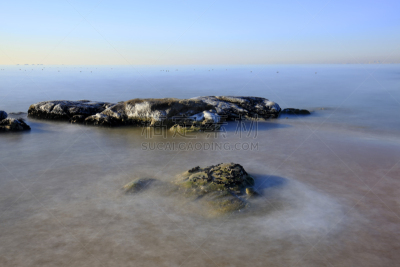海滩,冬天,风景,水,天空,美,水平画幅,户外,海景,地平线
