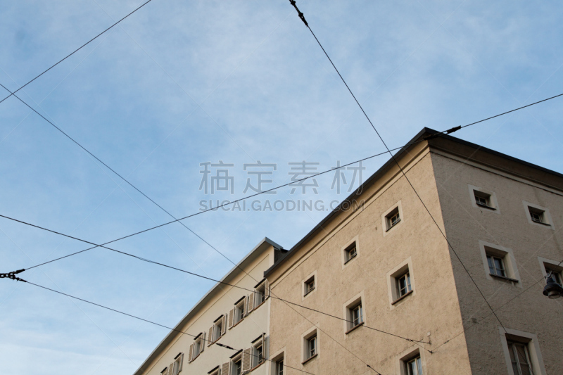 电缆,低视角,建筑外部,在上面,天空,褐色,水平画幅,形状,无人,几何形状