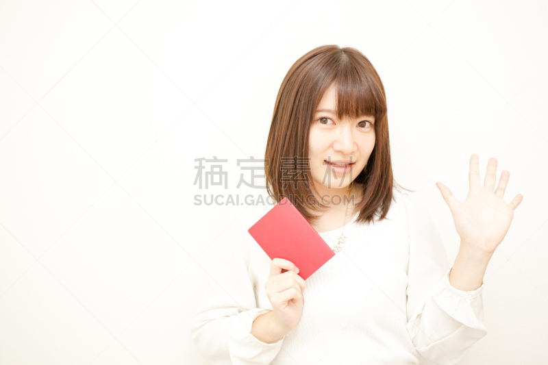 青年女人,拿着,间隔年,机票,朝鲜民族,女朋友,旅行者