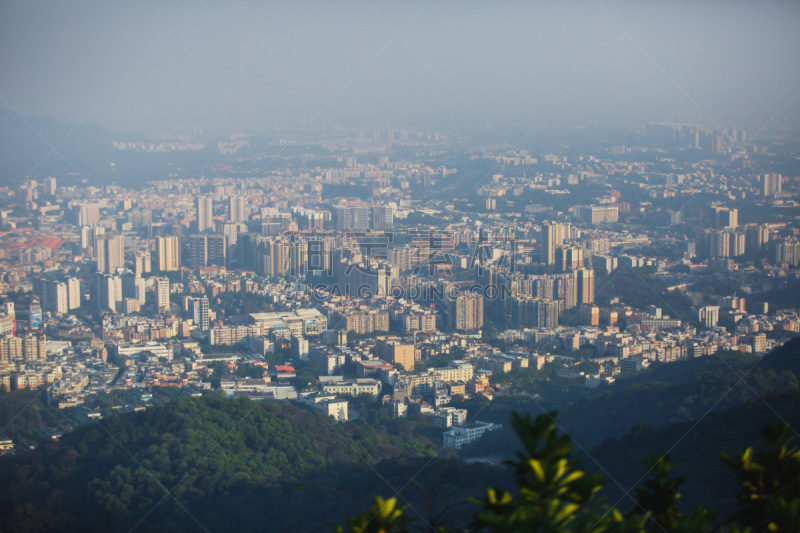 都市风景,山,广东省,广州,雾,珠江新城,晴朗,白昼,夏天