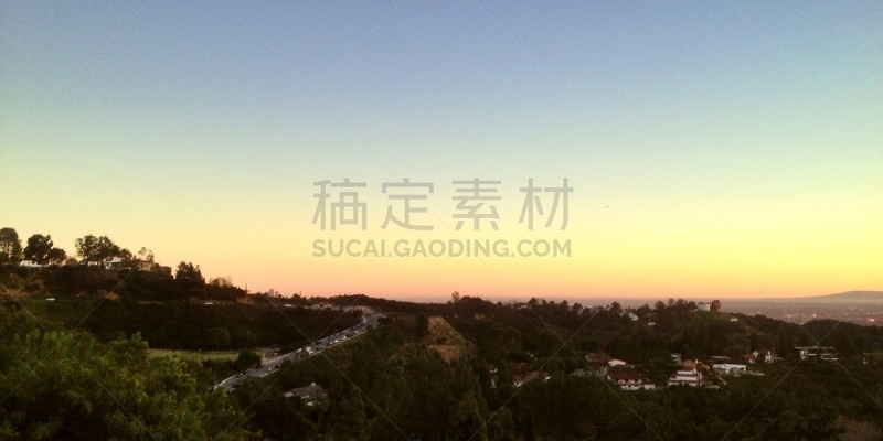 好莱坞山,全景,曙暮光,城市生活,视角,好莱坞,黄昏,加利福尼亚,公园,著名景点