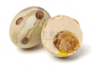 鸭蛋,腌制食品,白色背景,蛋黄,煮食,一半的,泰国食品,贝壳,密封食品,食盐