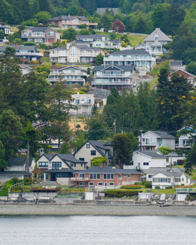 海岸线,埃弗雷特,华盛顿州,美国中大西洋地区,房屋,乡村,城镇,垂直画幅,风景,图像