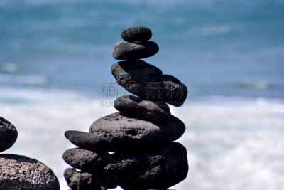 海滩,海洋,石头,稳定,特内里费岛,金字塔,水,天空,美,禅宗