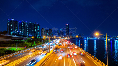 首尔,夜晚,都市风景,交通,自然美,江南区,朝鲜半岛,水平画幅,无人,户外