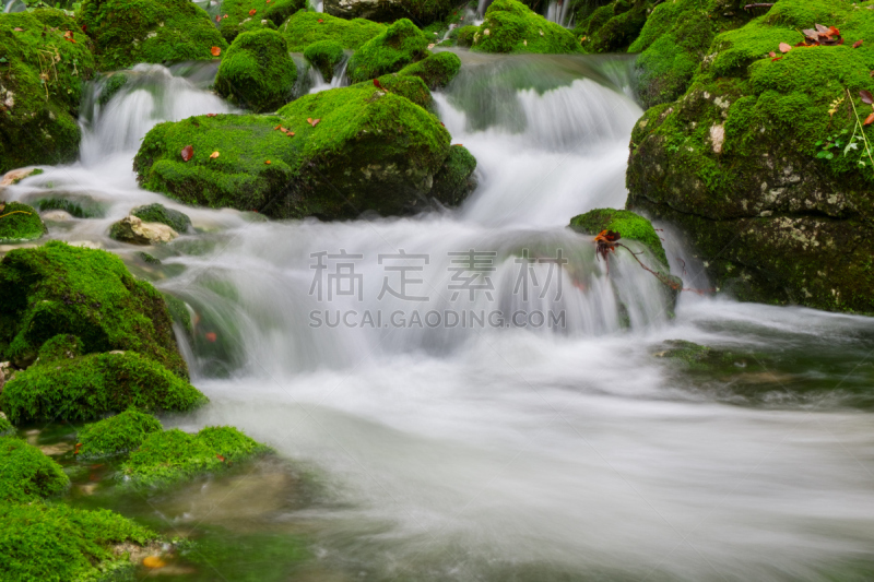 山,小溪,秋天,森林,朱利安,波悉尼,冰晶,水,水平画幅,瀑布