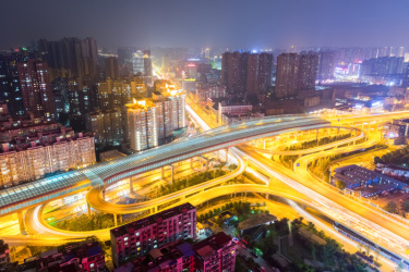 夜晚,城市,高架桥,立交桥,路口,水平画幅,交通,户外,现代,光