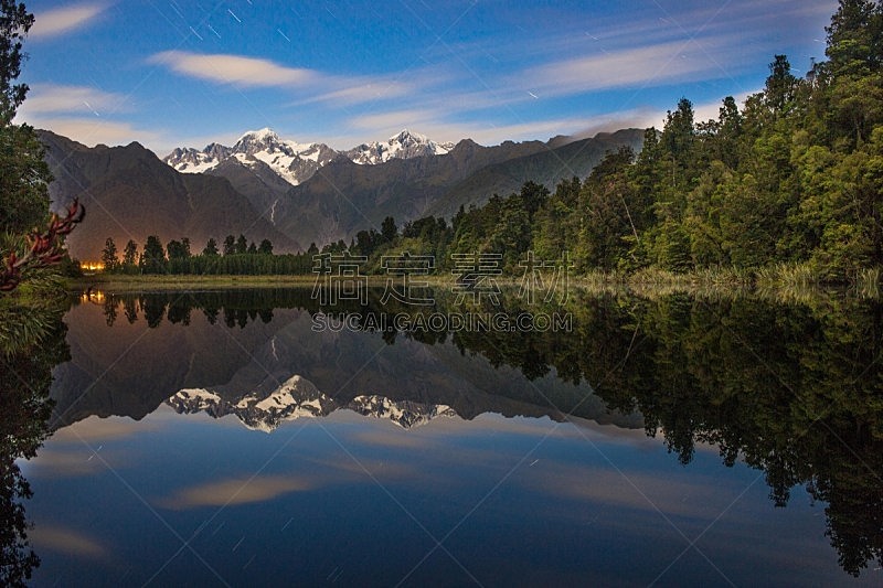 镜湖,自然,式样,水平画幅,无人,湖,完美,山脉,新西兰