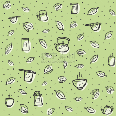 背景,式样,化妆舞会服,绿茶,茶叶,滤器,花盆,边框,无人,绘画插图
