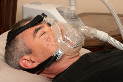 睡眠呼吸暂停,呼吸气 ,美,水平画幅,健康保健,病人,男性,机器,医疗器械,药