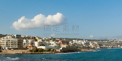 都市风景,现代,水,克里特岛,水平画幅,无人,夏天,户外,滨水,希腊