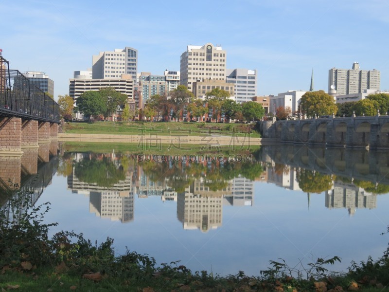 都市风景,美国,水平画幅,无人,河流,户外,萨斯葵哈纳河,哈瑞斯堡,城市,反射