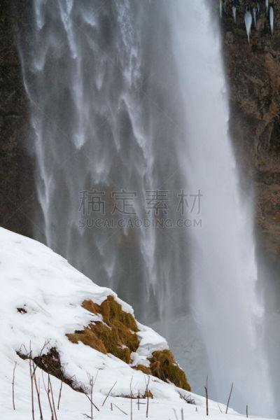 欧洲,冰岛国,塞里雅兰瀑布,寒冷,环境,云,雪,著名景点,自然美,河流