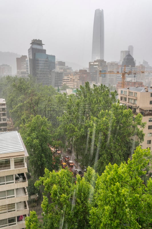 暴风雨,非凡的,圣地亚哥德古巴,暴雨,天空,都市风景,街道,智利,水滴,白昼