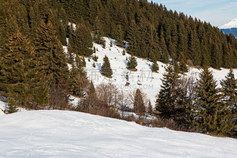 山,阿尔卑斯山脉,全景,山谷,平衡折角灯,梅瑞贝尔,高雪维尔,三个村落,滑雪坡,水平画幅