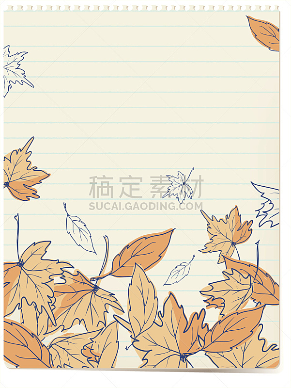 乱画,秋天,叶子,背景,枫叶,蓝色,墨水,红色,黄色,水笔