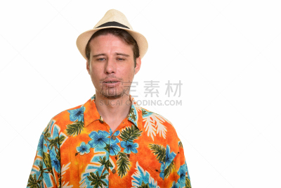 旅行者,特写,疲劳的,男人,压力,夏威夷衬衫,30到39岁,水平画幅,白人,泰国