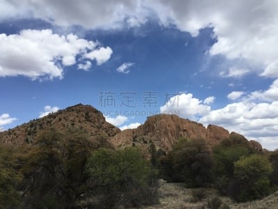 岩石,亚利桑那,普雷斯戈特,山,白色,明亮,天空,青绿色,云景,三只动物