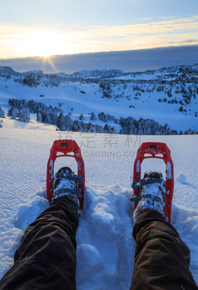 穿雪鞋走路运动,看风景,寒冷,运动,自由,法国,腿,雪,the vercors,设备用品
